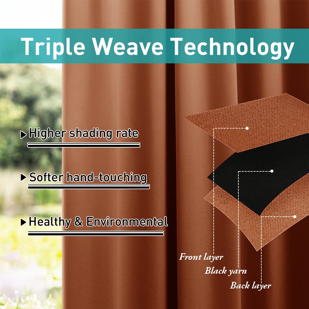 Nicetown 2 Panels Outdoor Curtains Heavy Weight For Patio Waterproof  Windproof, Top And Bottom Rustproof Grommets Block The Sun